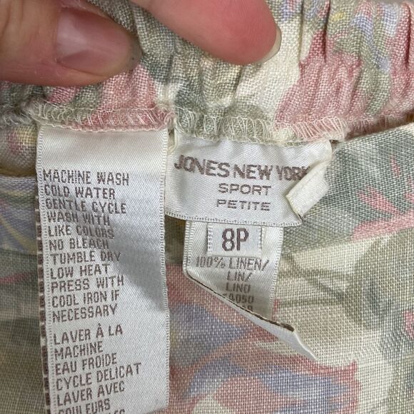 Vintage Jones New York 100% Linen Floral Pastel Skirt size 8P - Picture 2 of 7